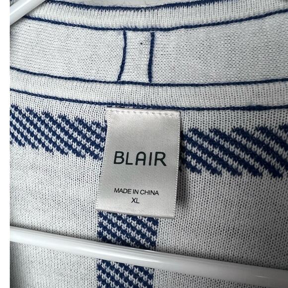 Blair Sleeveless Open Front Plaid Vest Blue, White Women's Size XL - Picture 2 of 7